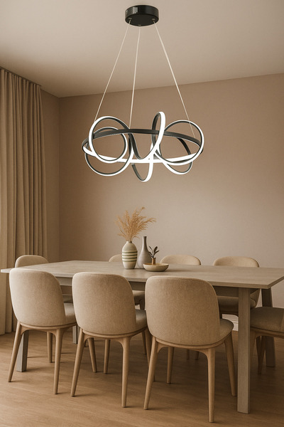 lüx aydınlatma SARMAŞIK 3 RENK MODERN SARKIT SİYAH LEDLİ AVİZE YATAK ODASI - ...