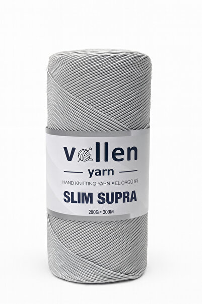 vollen yarn Slim Supra 200 Gr κερωμένο πολυεστερικό κορδόνι – Κορδόνι για τσάντα, κορδόνι για δρομέα, κορδόνι για βραχιόλι, κορδόνι για πασέ – Ασημί γκρι