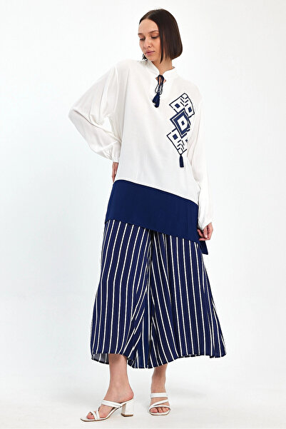 bacc Σετ γυναικείο παντελόνι και τουνίκ σε μπλε μπλέ ριγέ - Bcvl- 241021