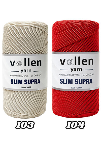 vollen yarn Slim Supra 200 Gr Mumlu Polyester İp – Çanta İpi, Runner İpi, Bileklik İpi, Pase İpi –Kırmızı