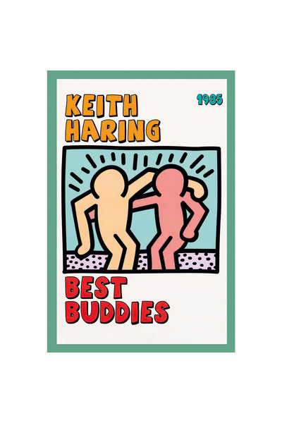 Hi Kami كيث هارينج – أفضل الأصدقاء (أفضل الأصدقاء) بطاقة ملاحظات هدية فنية شعبية وبطاقة بريدية |   10x15 سم