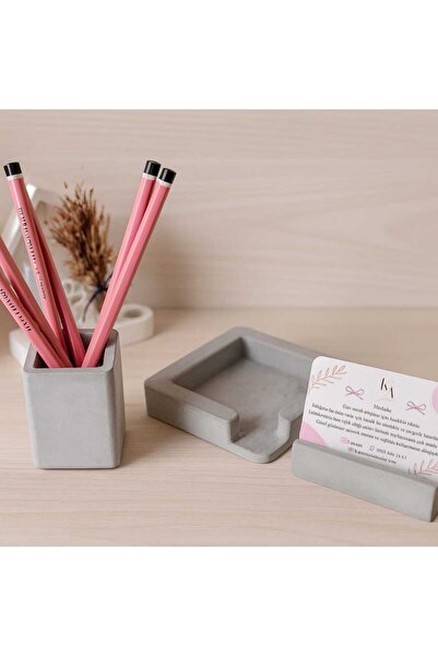 KARRA 3 Piece Concrete Office Set Table Top Organizer