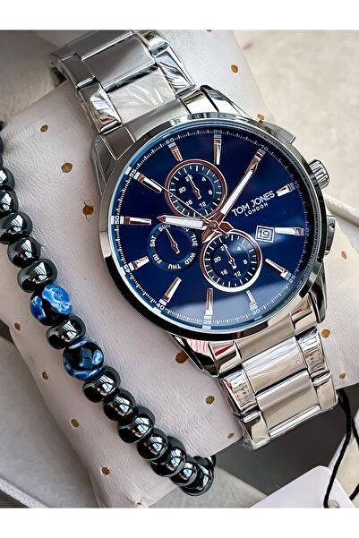 Tom Jones Gümüş Renk Çelik Kordon Erkek Kol Saati 3atm Su Geçirmez 2yıl Garantili Bileklik Hediyeli