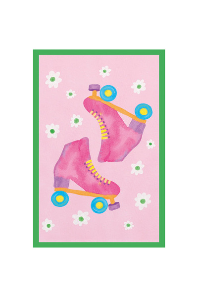 Hi Kami بطاقة بريدية هدية رياضية ممتعة بتصميم تزلج وردي |   10×15 سم
