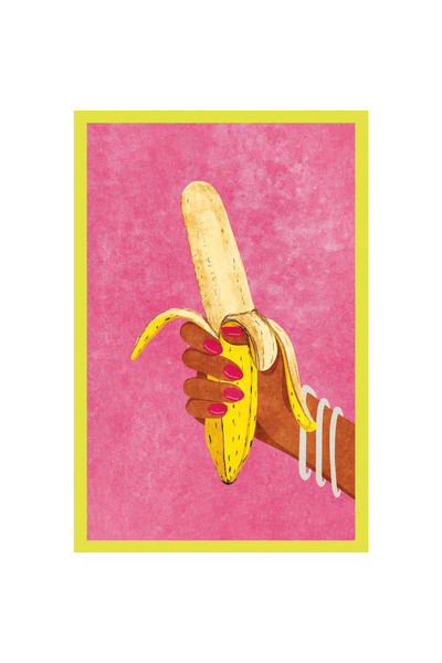 Hi Kami موز مقشر يحمل باليد - بطاقة فنية بوب على طراز Andy Warhol وبطاقة ملاحظات هدية مزخرفة |   10x15 سم