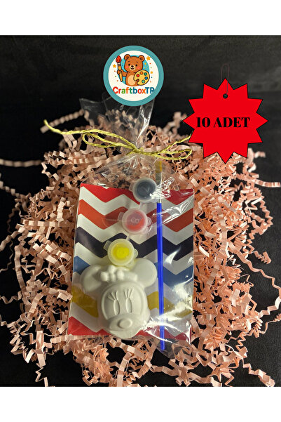 CRAFTBOXTR HEDİYELİK MİNNİE MOUSE TAŞ BOYAMA SETİ Kendin Yap,Doğum Günü, Karn...