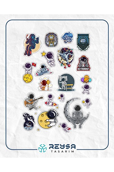 Reysa Tasarım مجموعة ملصقات رائد الفضاء والفضاء مكونة من 4 ملصقات مكونة من 16...