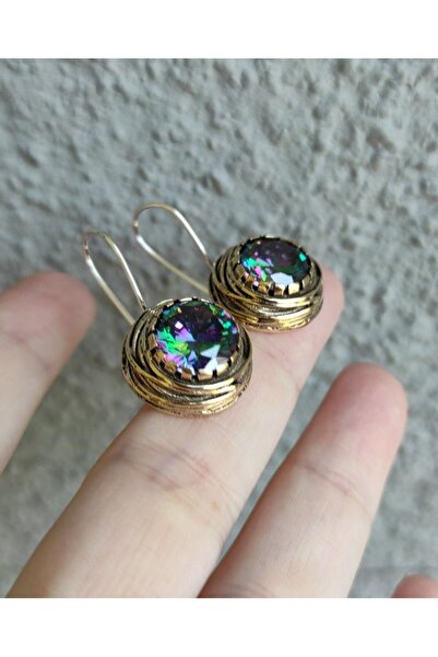 TAKI ZEVKİ Mistik Gümüş Kancalı Bronz Küpe