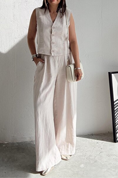 Suziş ΓΥΝΑΙΚΕΙΟ ΣΕΤ ΠΑΝΤΕΛΟΝΙ ΦΑΝΕΛΑ 100% ΛΙΝΑΡΙ CR4005