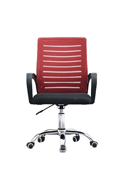 Family Ship Rotating Office Chair, Comfortable with Adjustable Height, Red and Black