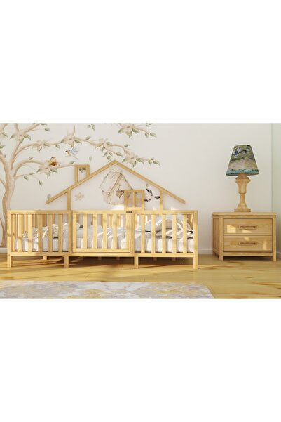 woodandmontessori Alin - Montessori Doğal Ahşap Çatılı ve Ayaklı Çocuk Yatağı