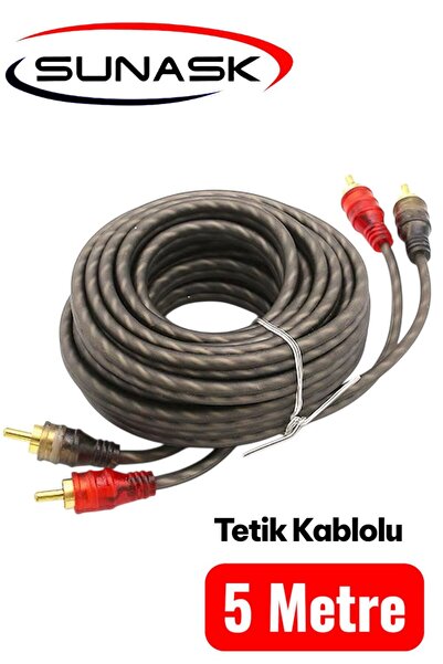 SUNASK Sn-rca 5m 5 Metre Amfi Rca Kablo Tetik Kablolu Amfi Kablo 5 Metre 1. Sınıf Kalite Ben Audıo