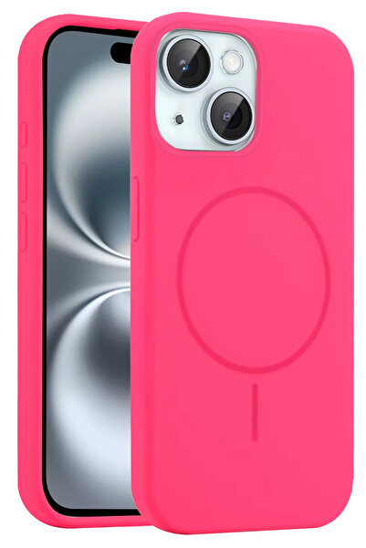 Fuchsia iPhone 15 Kılıf Jully Magsafe Kapak - Pembe