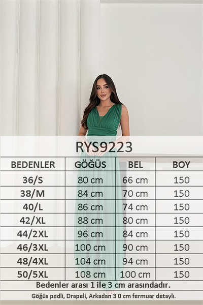 Neşeli Butik Women's Emerald Green Silvery Plus Size Evening Dress Rys9223