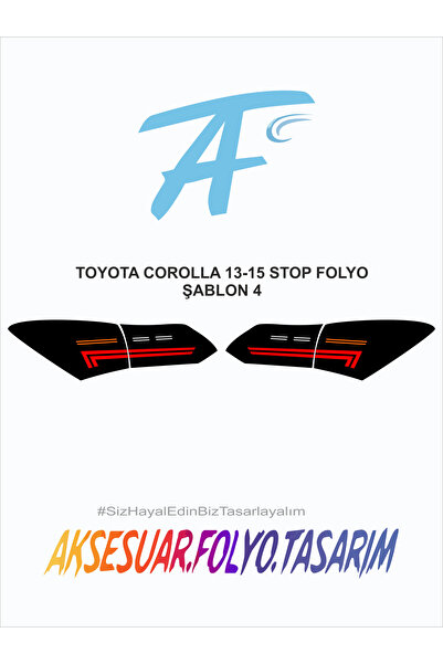 aksesuar folyo tasarım Toyota Corolla 2013-2015 (Ledsiz) Stop Folyo