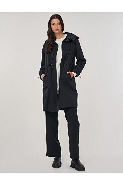 KYR Waist Drawstring Trench Coat Black
