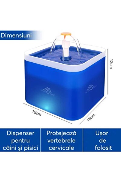 OEM Fântână automată cu dozator de apă Fish & Paws® – 2 L, LED și USB, ultra-silențioasă