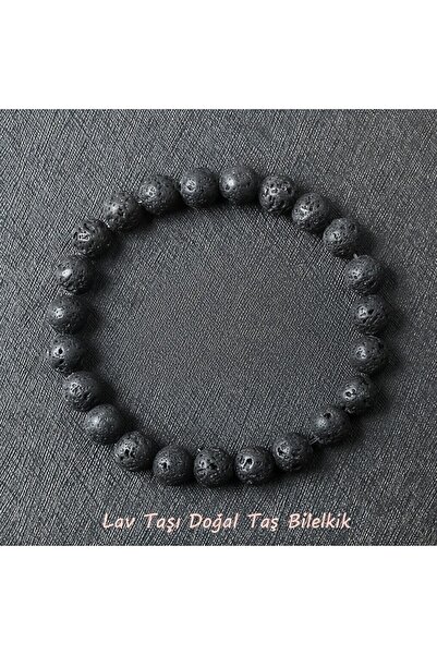 hmgtaş Doğaltaş Lav Taşı Charm Bileklik Şık Enerji Stres Başarı Bilekliği