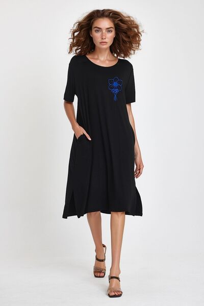 bacc فستان نسائي طويل أسود مطرز من الفيسكون المحبوك Bcvl-251023