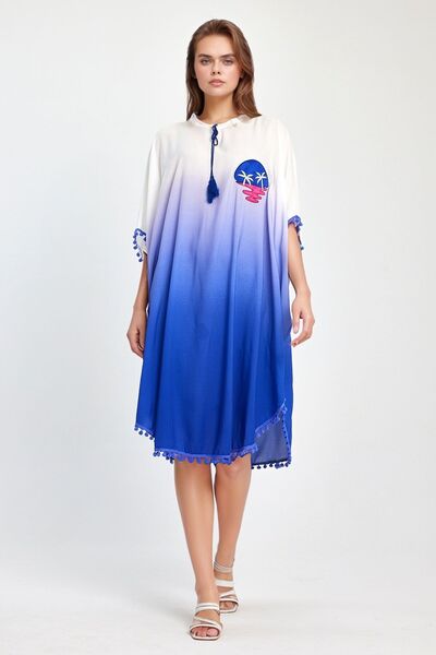 bacc Γυναικείο φόρεμα μάξι με κέντημα με φούντες υφαντό βισκόζη Bcvl-251014