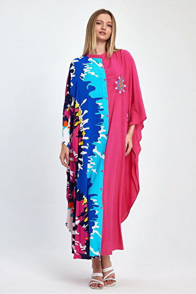 bacc Women's Maxi Length Fuchsia Embroidered Woven Viscon Dress Bcvl-251076