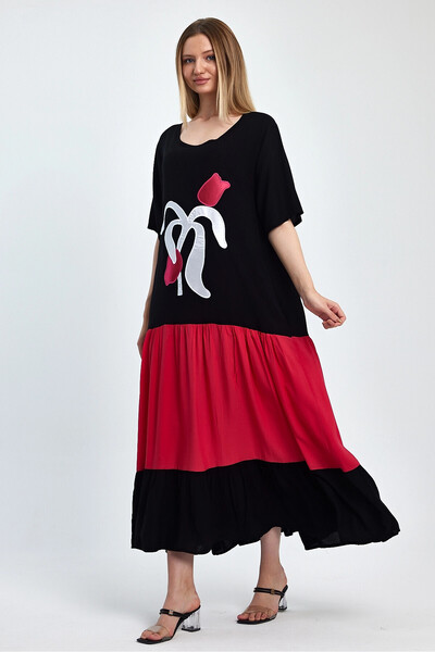 bacc Women's Maxi Length Fuchsia Embroidered Woven Viscon Dress Bcvl-251041