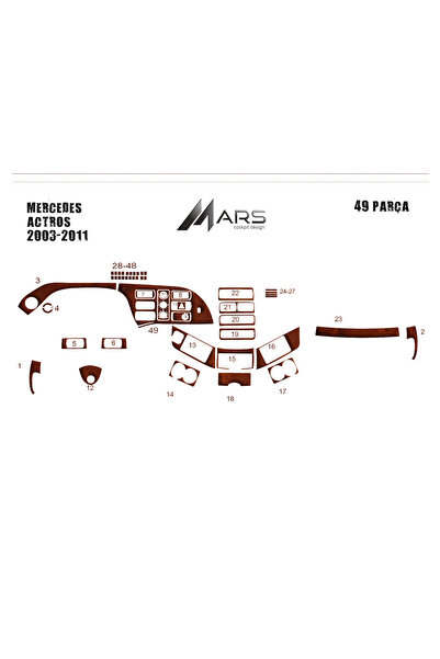 Marscockpitdesign مرسيدس أكتروس كونسول-توربيدو 2003-201 49 قطعة