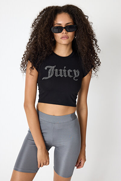 Bozz&Bozz Collection Dámské crop tričko Juicy s potiskem krystalových kamenů