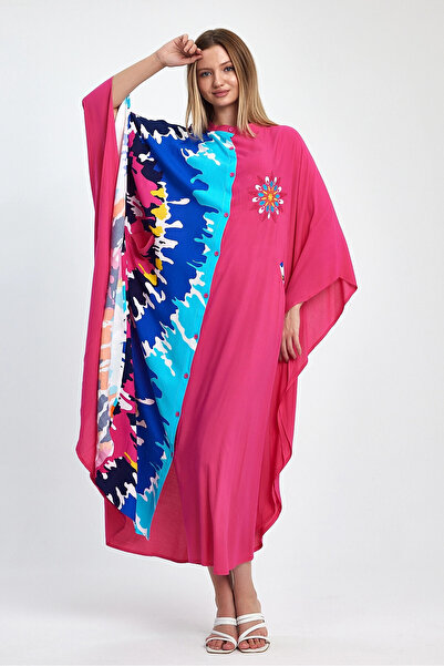 bacc Women's Maxi Length Fuchsia Embroidered Woven Viscon Dress Bcvl-251076