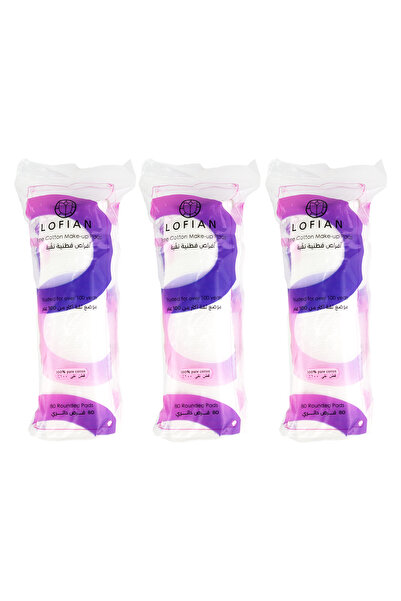 LOFIAN اقراص قطنية لإزالة المكياج من لوفيان 80 قرص 3 عبوات Cotton Pads for Makeup Removal 80 X 3