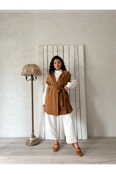 KÜÇÜĞÜM BUTİK Camel Stamp Poncho