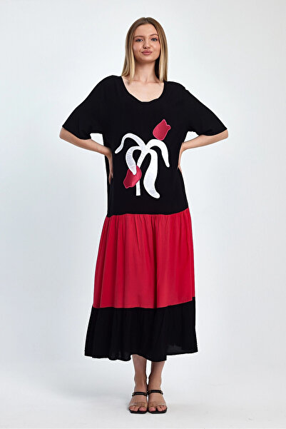 bacc Women's Maxi Length Fuchsia Embroidered Woven Viscon Dress Bcvl-251041