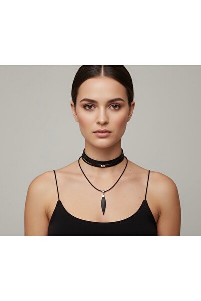 DENİZ TASARIM Deri Yapraklı Choker