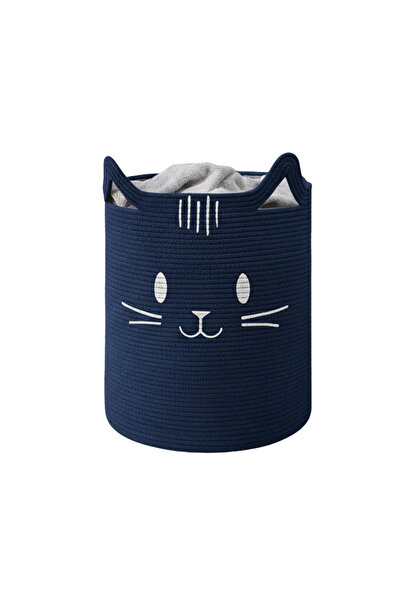 sfb Striped Jute Cute Cat Kids Room Basket Toy and Laundry Organizer Foldable...