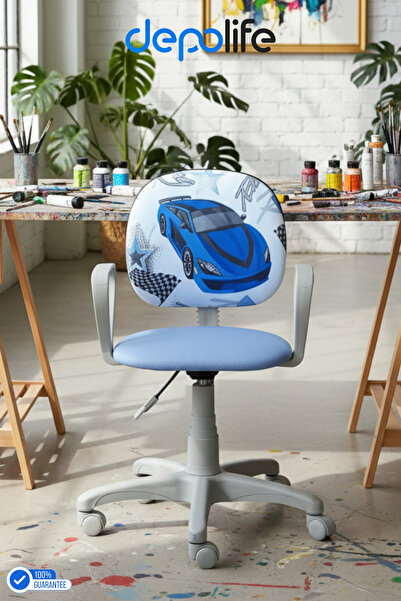 Depolife Çocuk Odası Sandalyesi Ders Çalışma Ofis Koltuğu Öğrenci Sandalye Be...