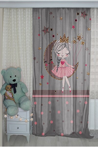 Bebişim Halı Bebişim Cute Girl Bi180 Double Winged Children's Room Background Curtain