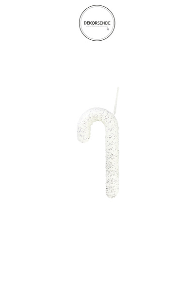 Dekorsende Χριστουγεννιάτικο Στολίδι Γκρι Παγιέτα Μπαστούνι Λευκό 17 εκ.