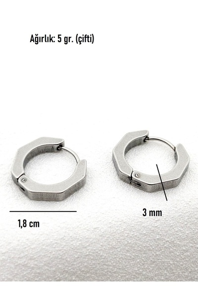 Siya Silver Unisex Geometrik Cerrahi Çelik Küpe - 1,8 cm