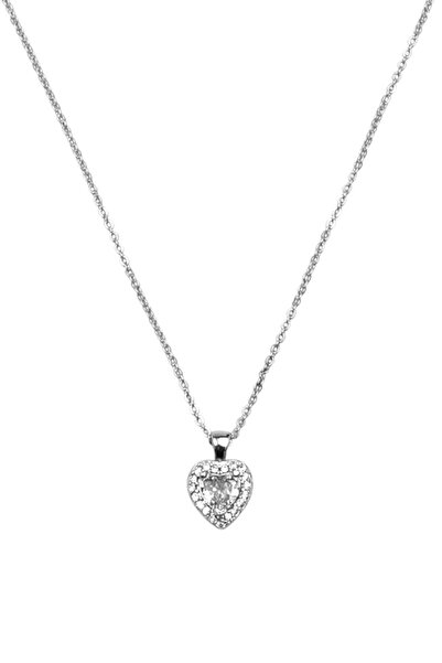Bijuty Women's White Stone Sanrosa Necklace - Silver Color - (with Surprise G...