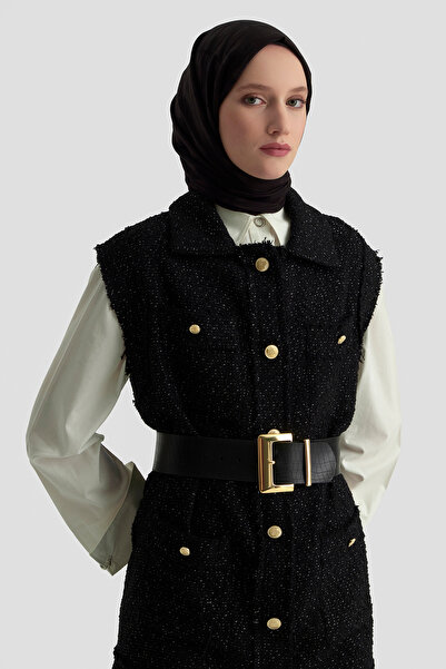 Armine Broken Button Closure Pocket Vest Autumn-Winter