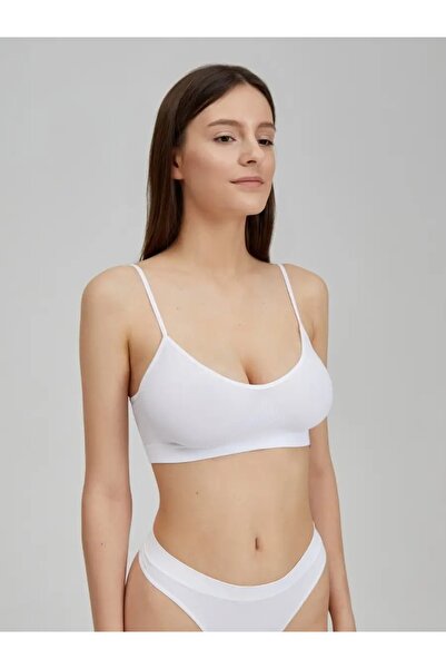 MİSTİRİK Μοντέλο Pisun Λευκό Χρώμα Κορσέ σουτιέν χωρίς ραφές και ενίσχυση - με λουράκι σχοινιού
