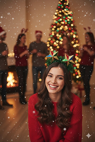 Deniz Party Store Yılbaşı parti taç simli yıldızlı 1 adet