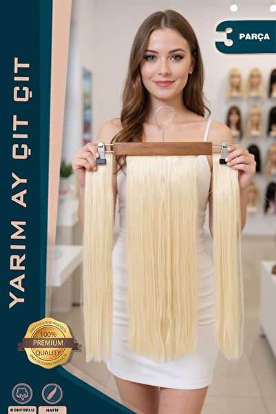 KONAK PERUK Fiber Synthetic - Half Moon and 2 Side Snaps Auburn White Platinum with Relief