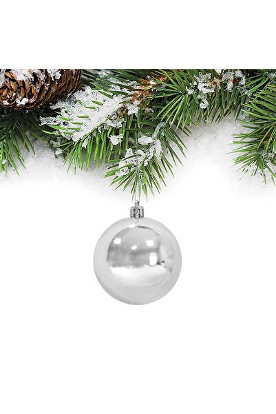 Deniz Party Store Ornament pentru Pom de Anul Nou Argintiu Luminos 6 Bucăți 6 Cm