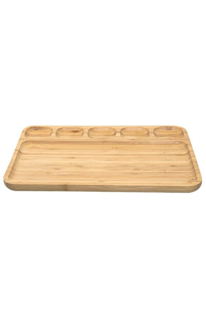 PUFO bamboo serving platter with 6 compartments, 33 x 23 cm, brown
