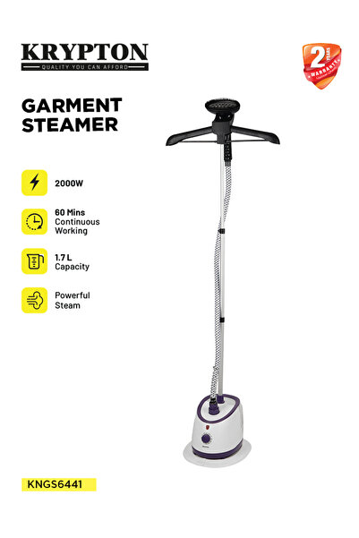 KRYPTON مكواة بخار للملابس مع خزان كبير سعة 1.7 لتر، وقت تشغيل 60 دقيقة، آمنة لجميع أنواع الأقمشة