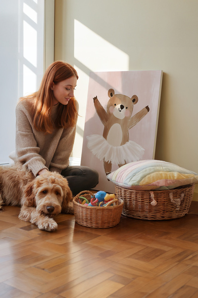 Posteria Sevimli Pudra Pembesi, İskandinav Çocuk Odası Posteri, Bebek Odası T...