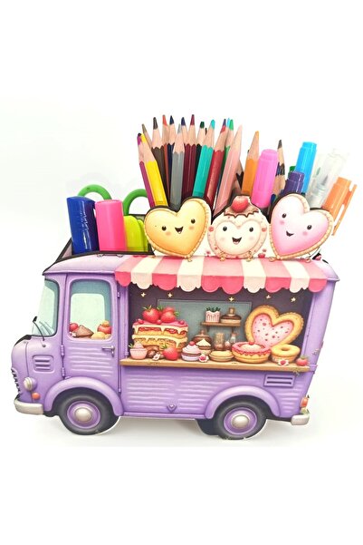 TuraLazerKesim Дървена кутия за моливи и органайзер за бюро