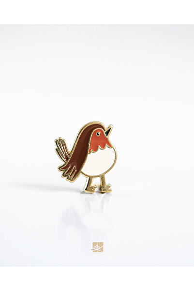 Studio Keefla Kızılgerdan Metal Broş- Robin Bird Enamel Pin, hediyelik aksesuar