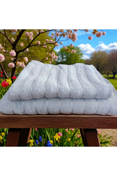 Ercahome tekstil 100% Cotton Blue Striped Very Stylish Double Bath Towel Set